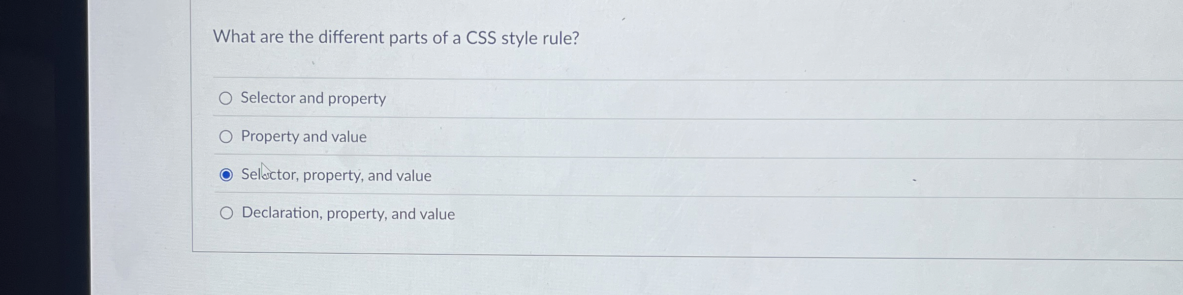 What are the different parts of a CSS style rule?