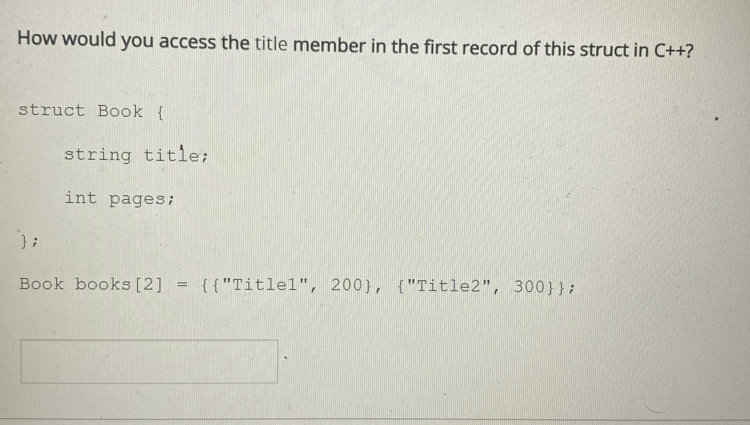 How would you access the title member in the