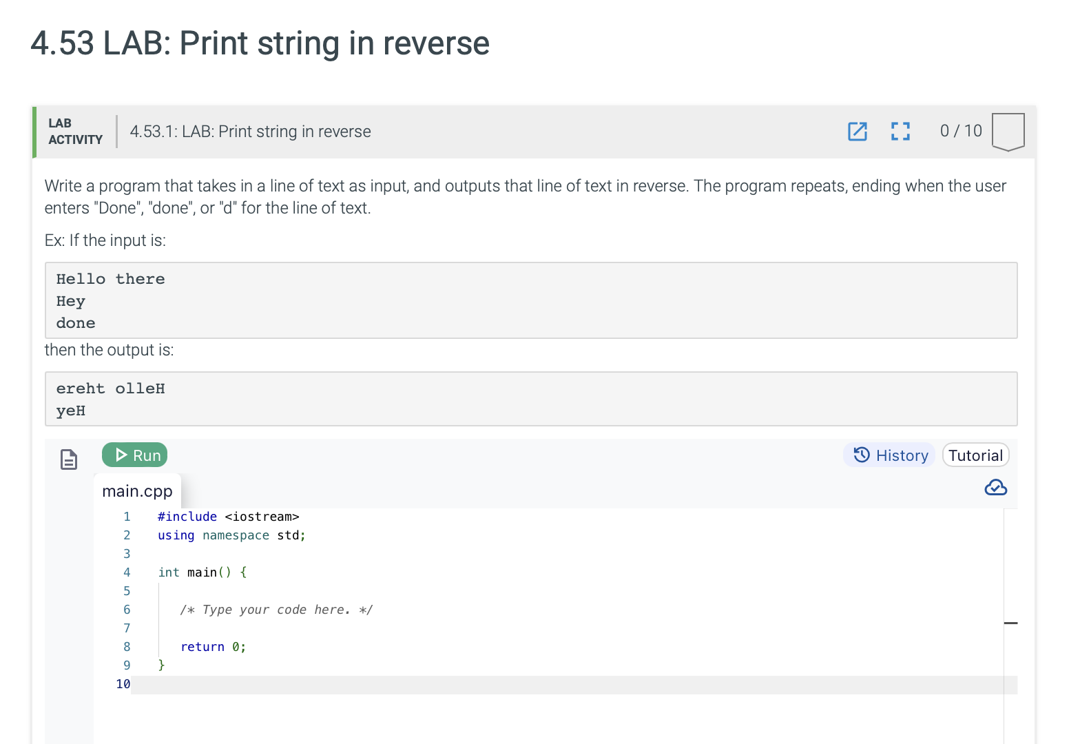 In C + + Code Write a program that takes in a