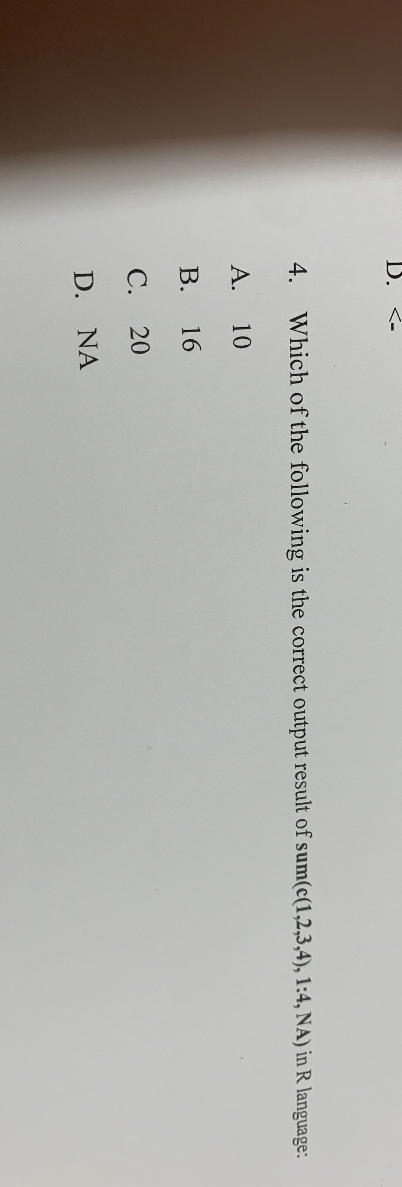 Which of the following is the correct output
