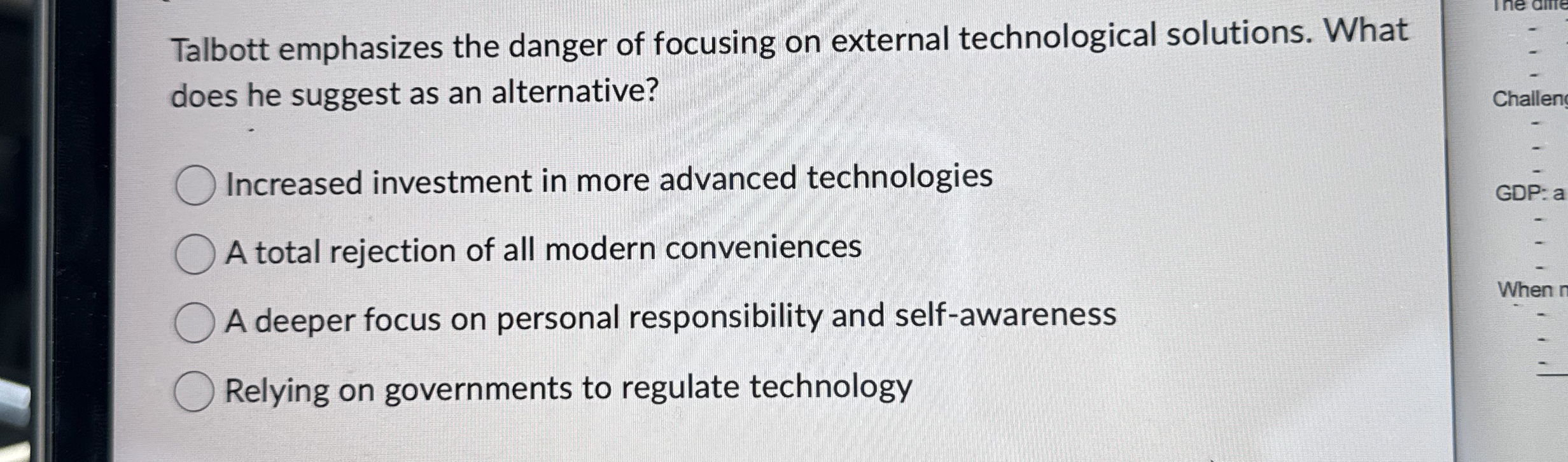 Talbott emphasizes the danger of focusing on