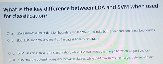 What is the key difference between LDA and SVM