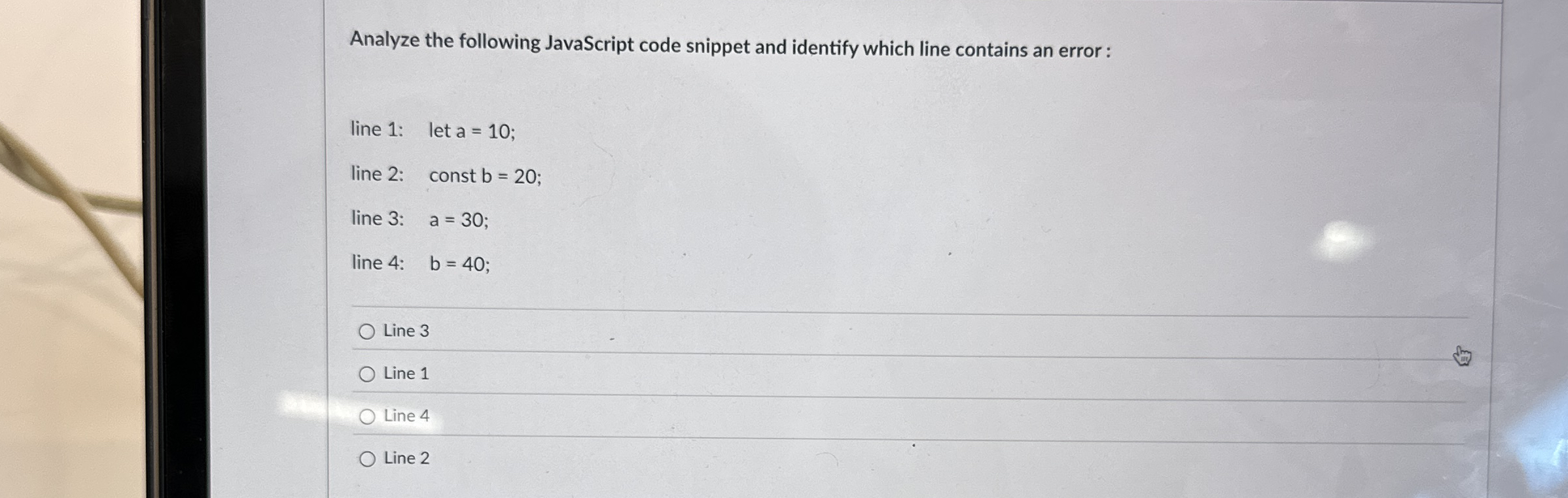 Analyze the following JavaScript code snippet and
