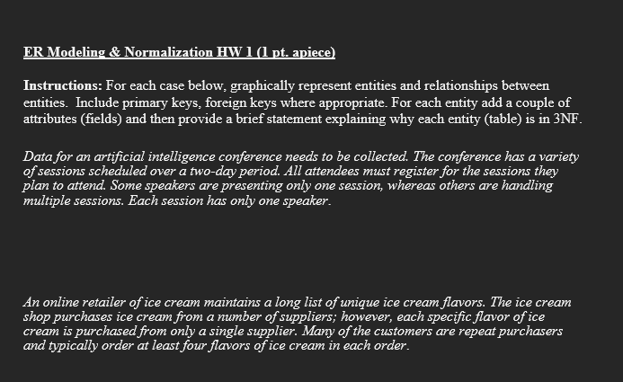ER Modeling & Normalization HW 1 Instructions: