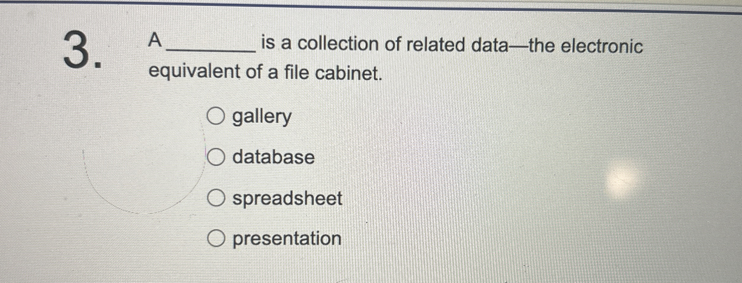 A is a collection of related data - the