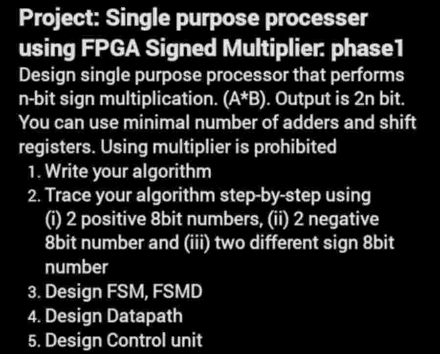 Project: Single purpose processer using FPGA
