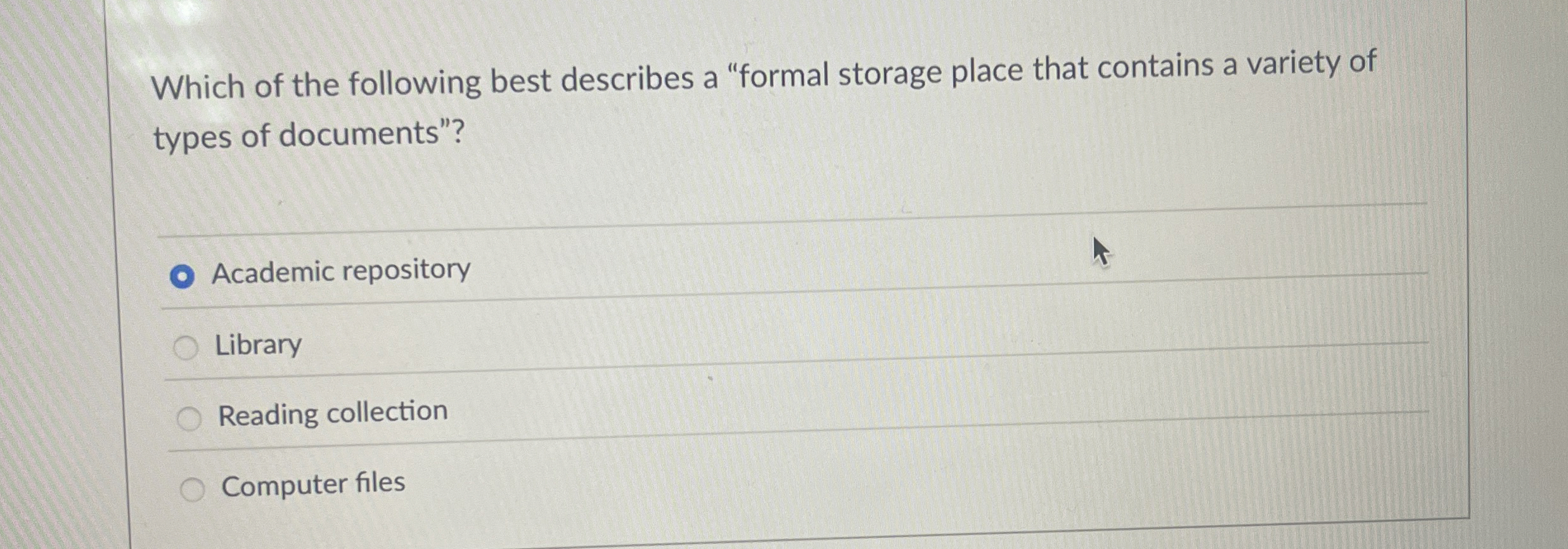 Which of the following best describes a "formal