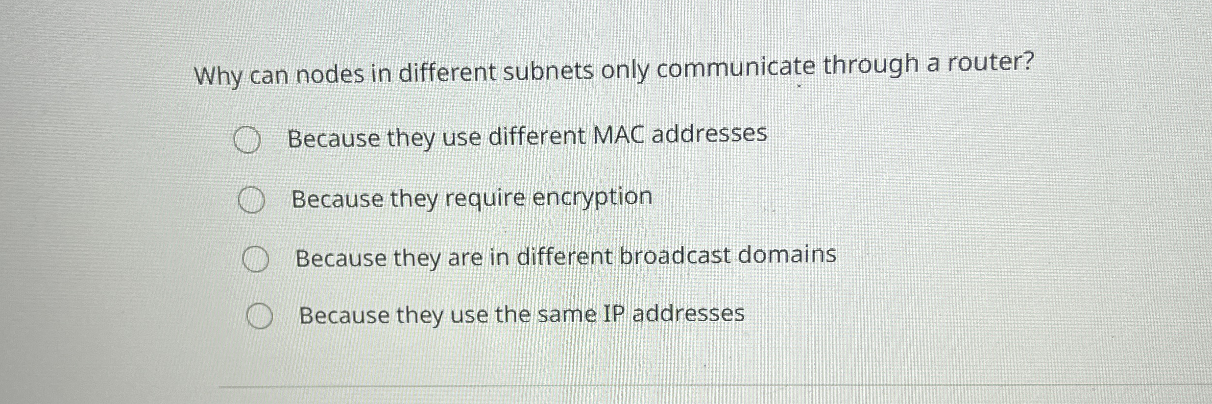 Why can nodes in different subnets only