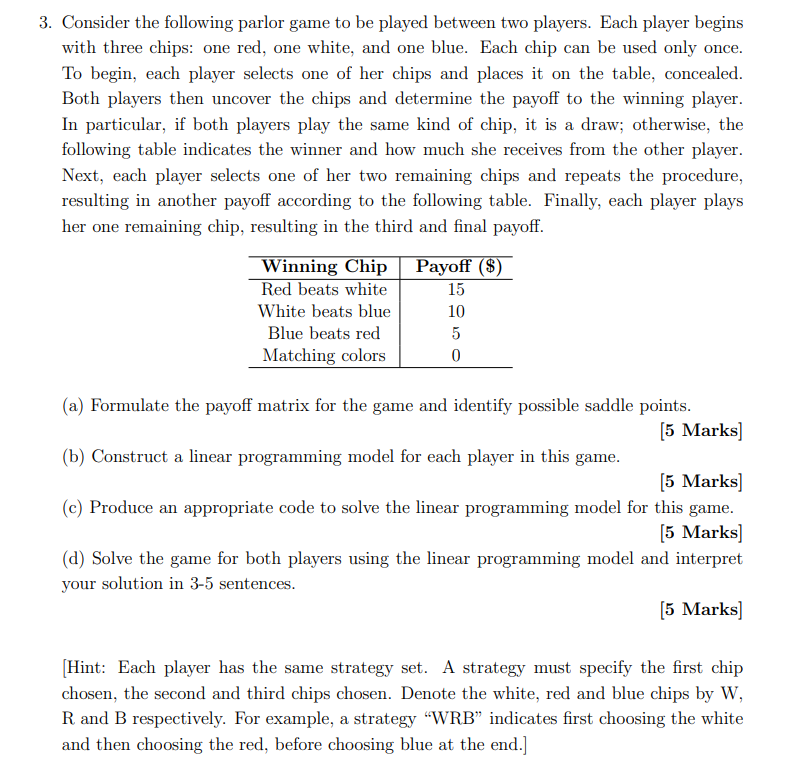 Consider the following parlor game to be played