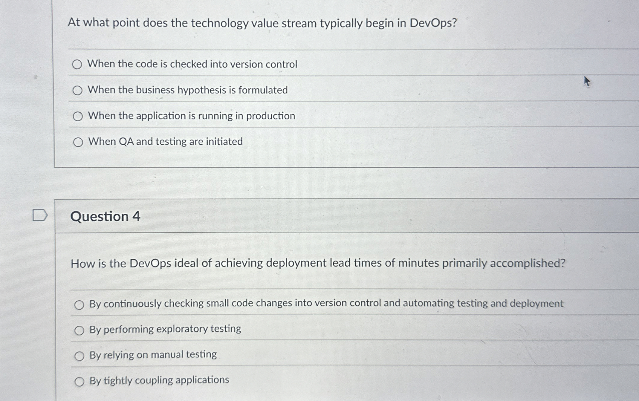 At what point does the technology value stream