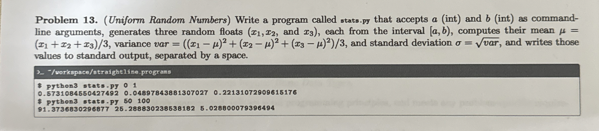 Problem 1 3 . ( Uniform Random Numbers ) Write a
