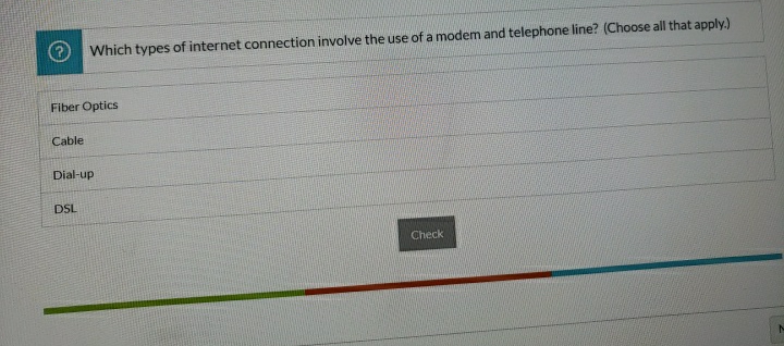Which types of internet connection involve the
