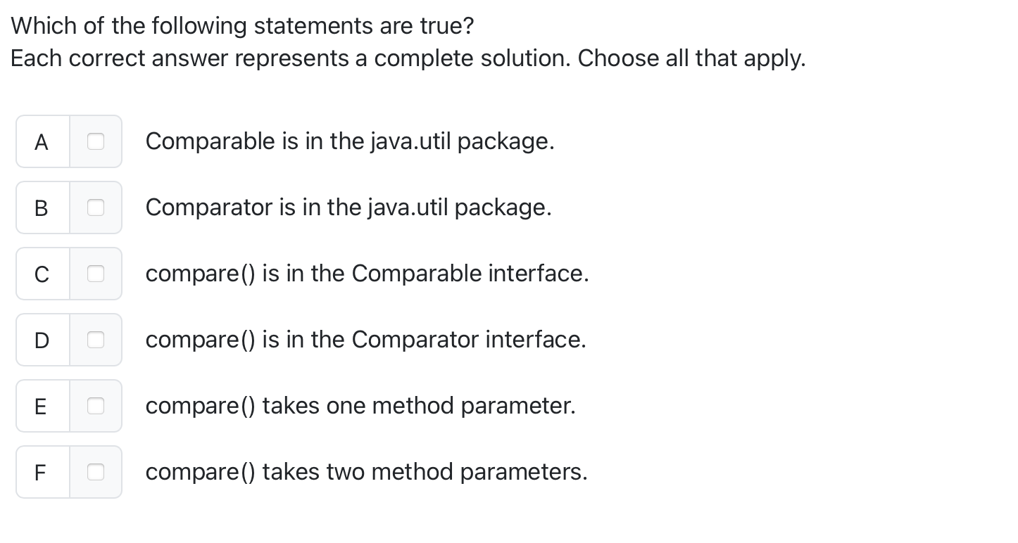 Which of the following statements are true? Each