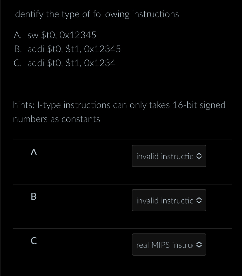 Identify the type of following instructions A .