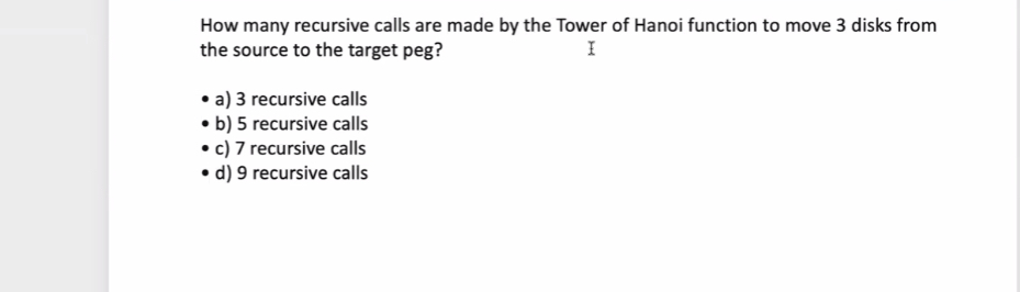 How many recursive calls are made by the Tower of