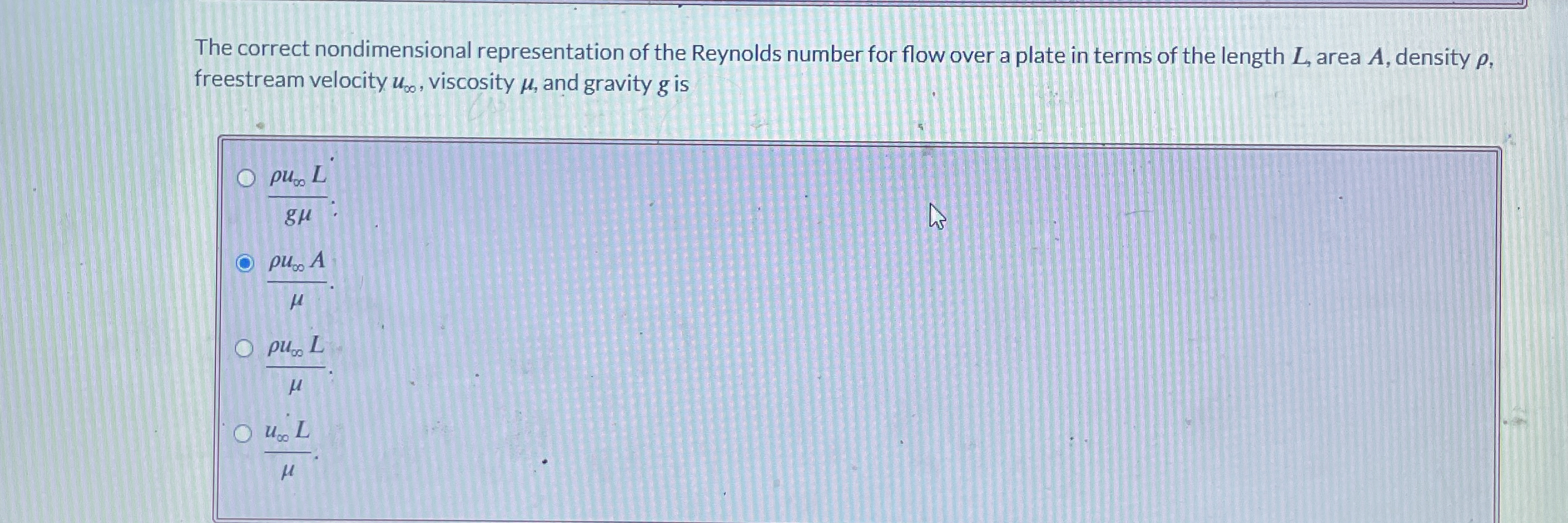 ( rhou _ ( oo ) A ) / ( mu ) . ( rhou _ ( oo ) L