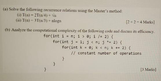 ( a ) Solve the following recurrence relations