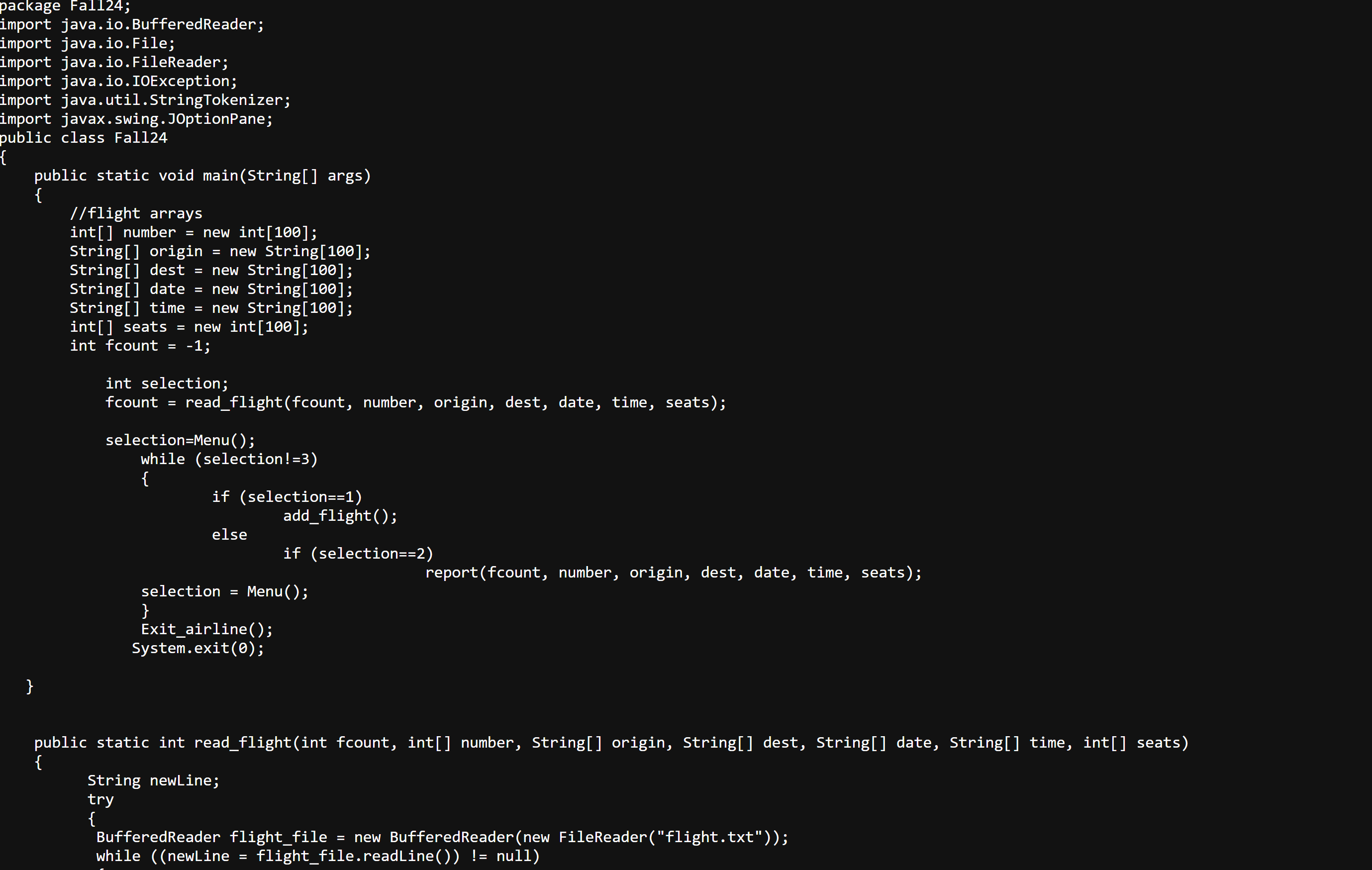 This project will read a data file into a set of