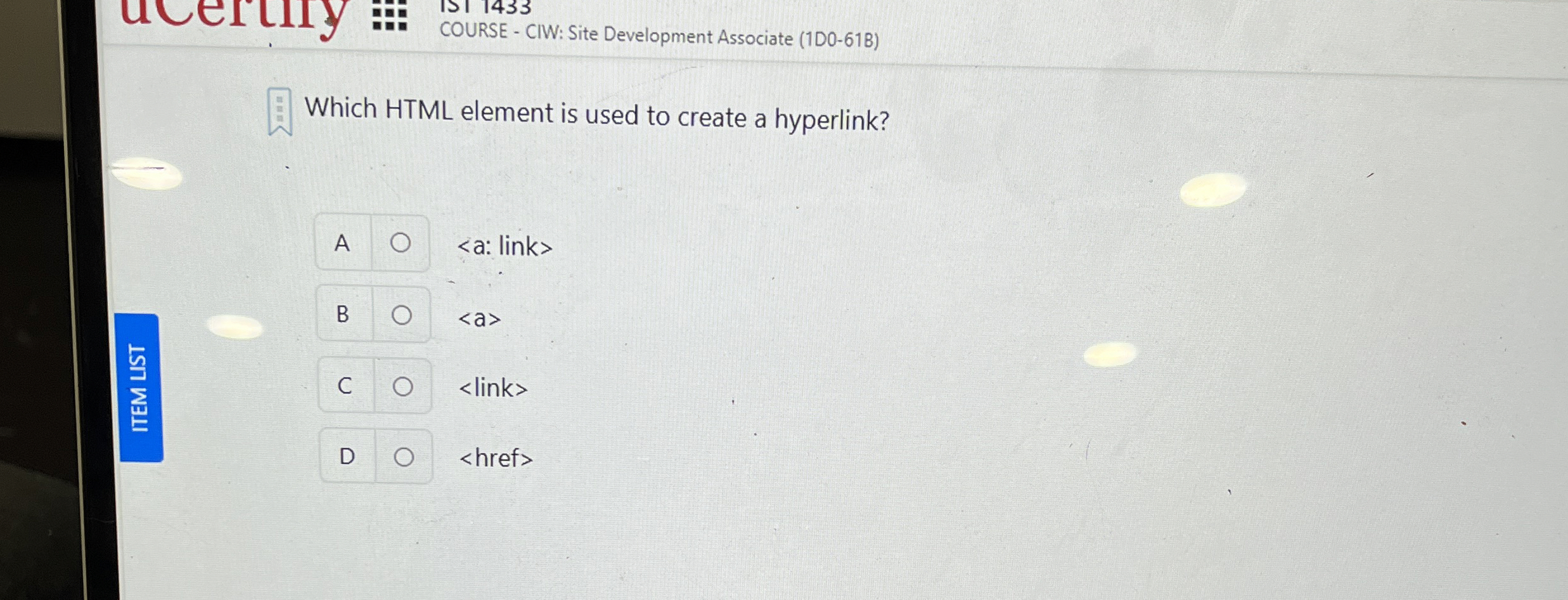 Which HTML element is used to create a hyperlink?