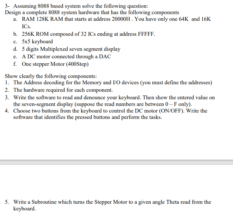 3 - Assuming 8 0 8 8 based system solve the