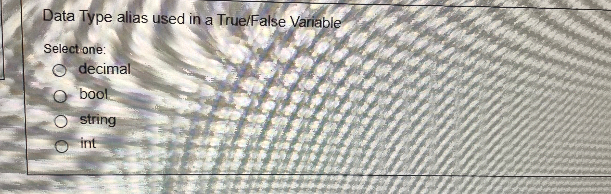 Data Type alias used in a True / False Variable