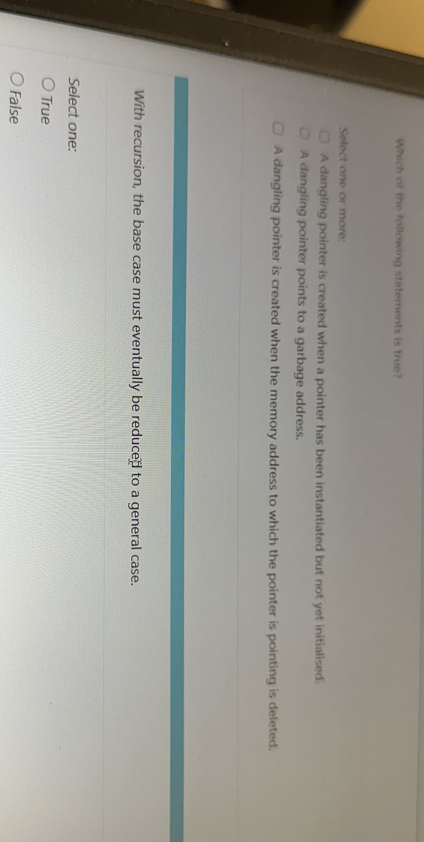 Which of the following statements is true? Select