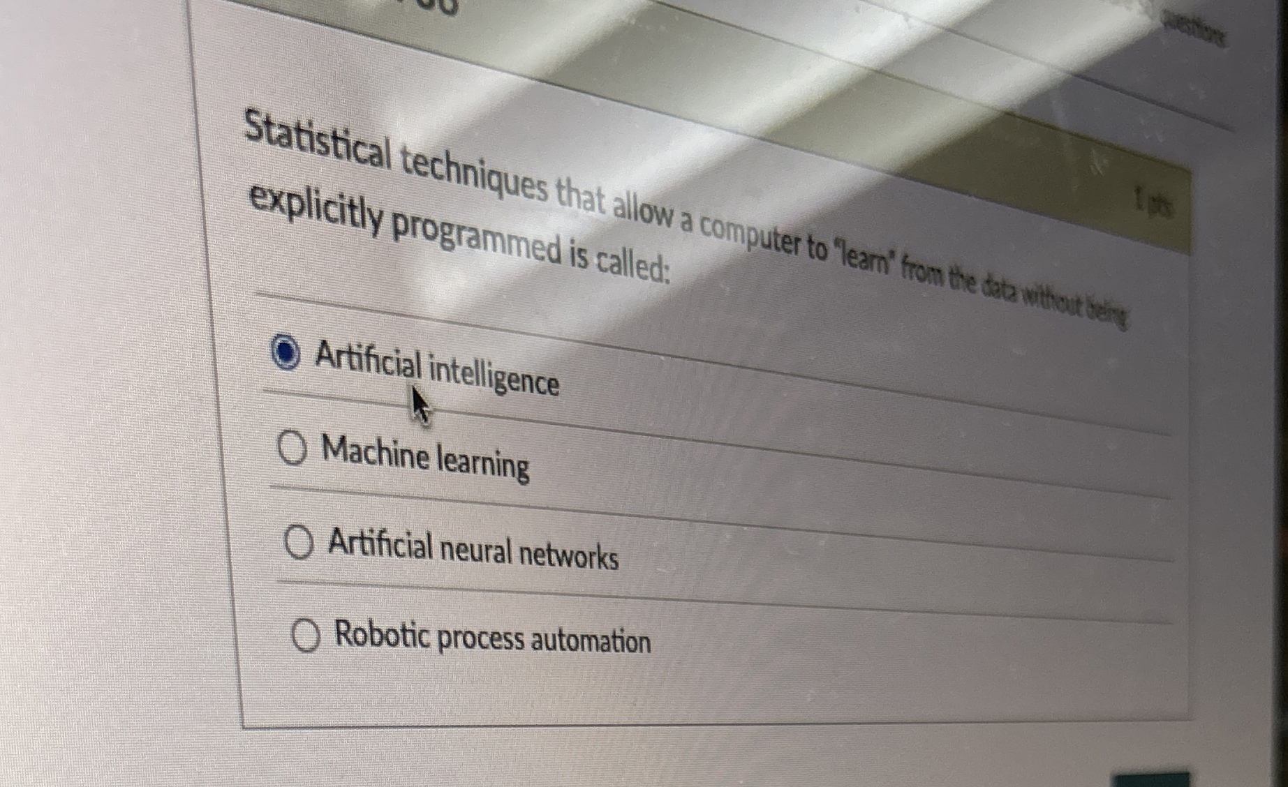 explicitly programmed is called; Artificial