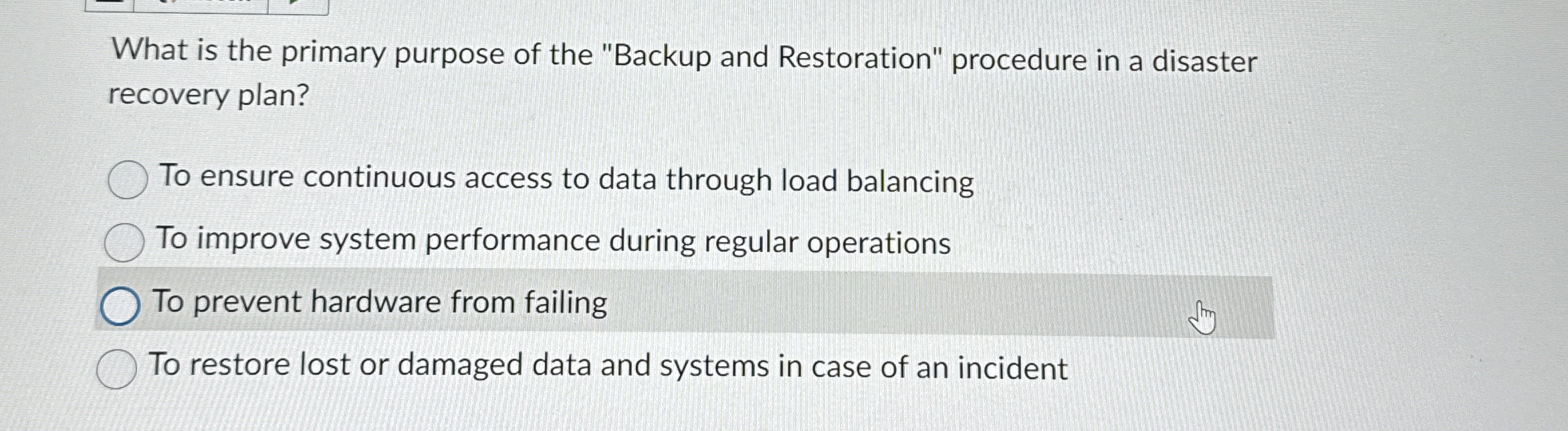 What is the primary purpose of the "Backup and