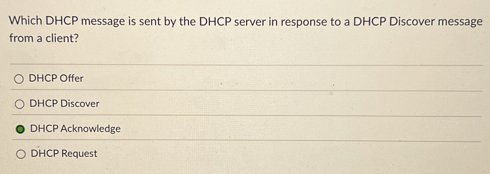Which DHCP message is sent by the DHCP server in