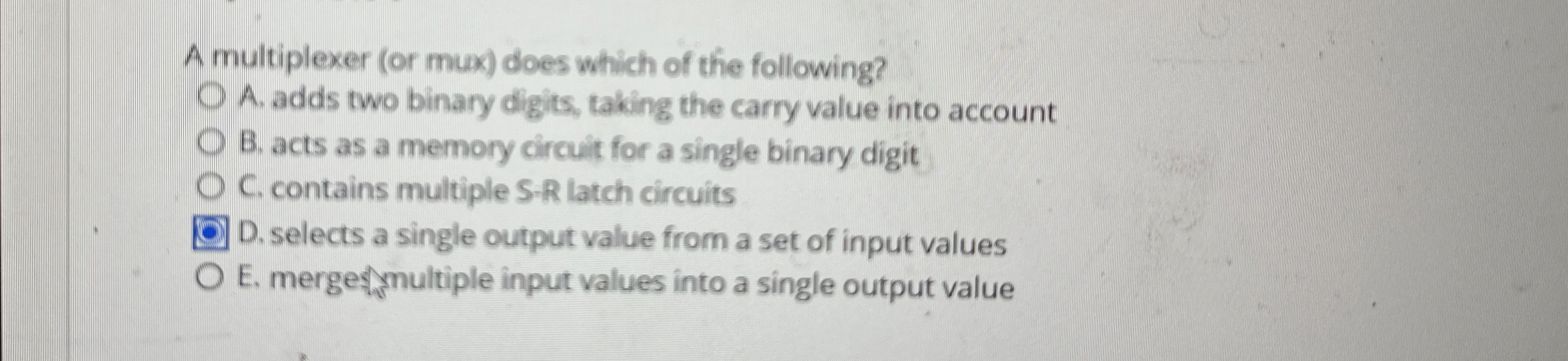 A multiplexer ( or mux ) does which of the