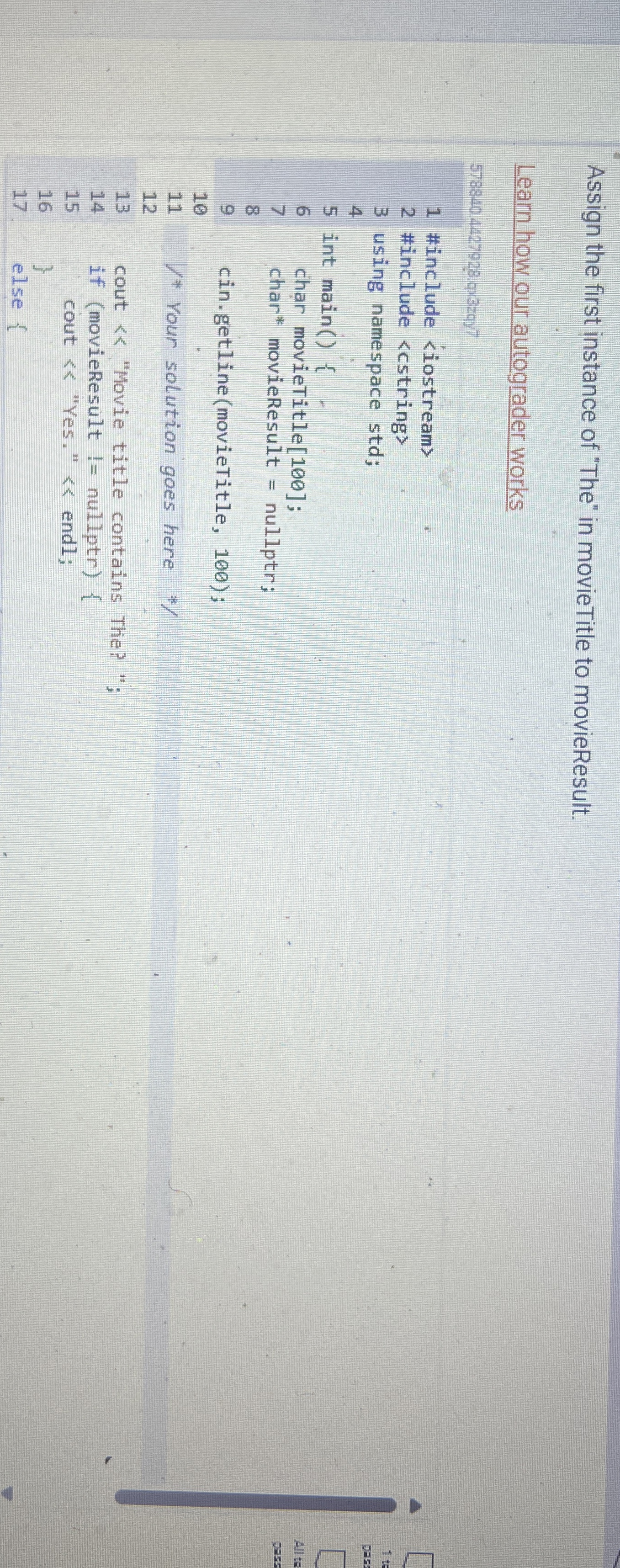 Assign the first instance of "The" in movieTitle