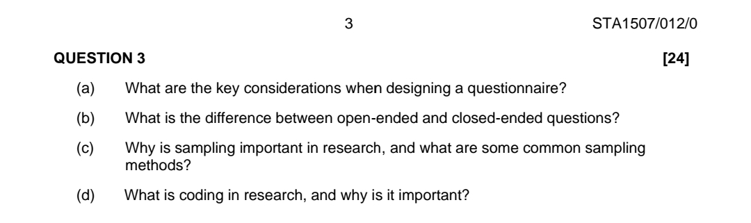 QUESTION 3 ( a ) What are the key considerations