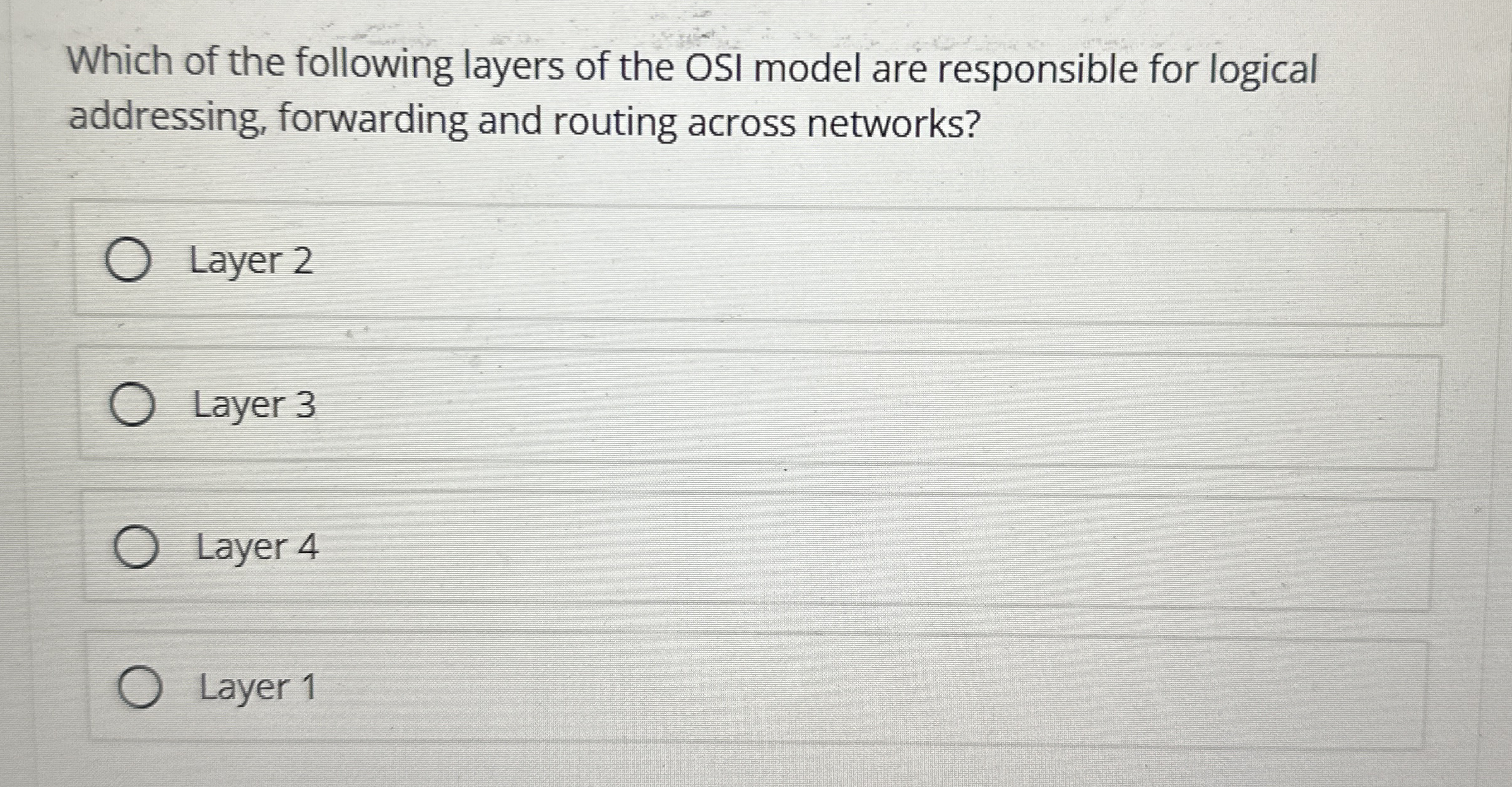 Which of the following layers of the OSI model