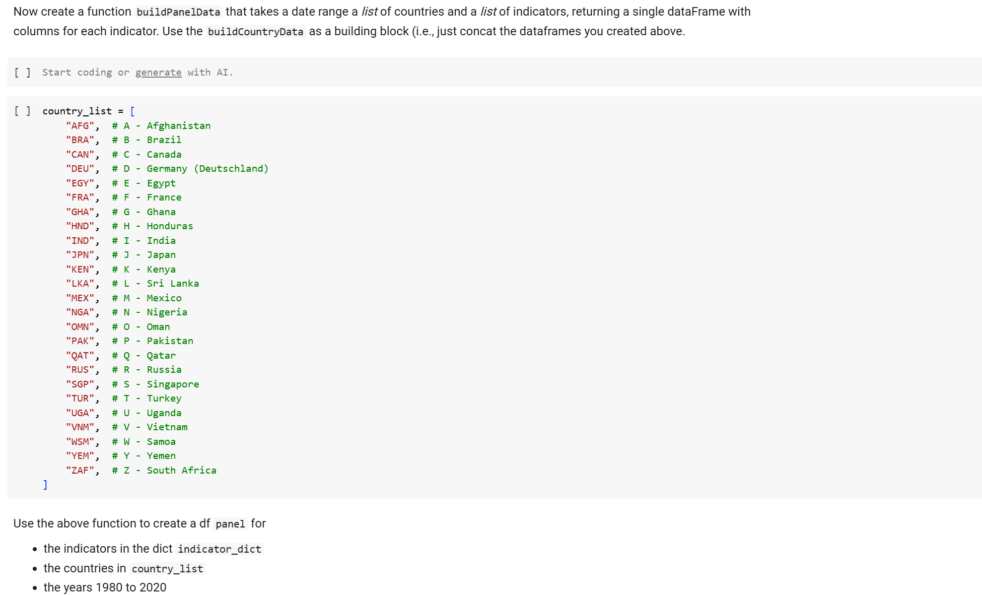 Now create a function buildPanelData that takes a