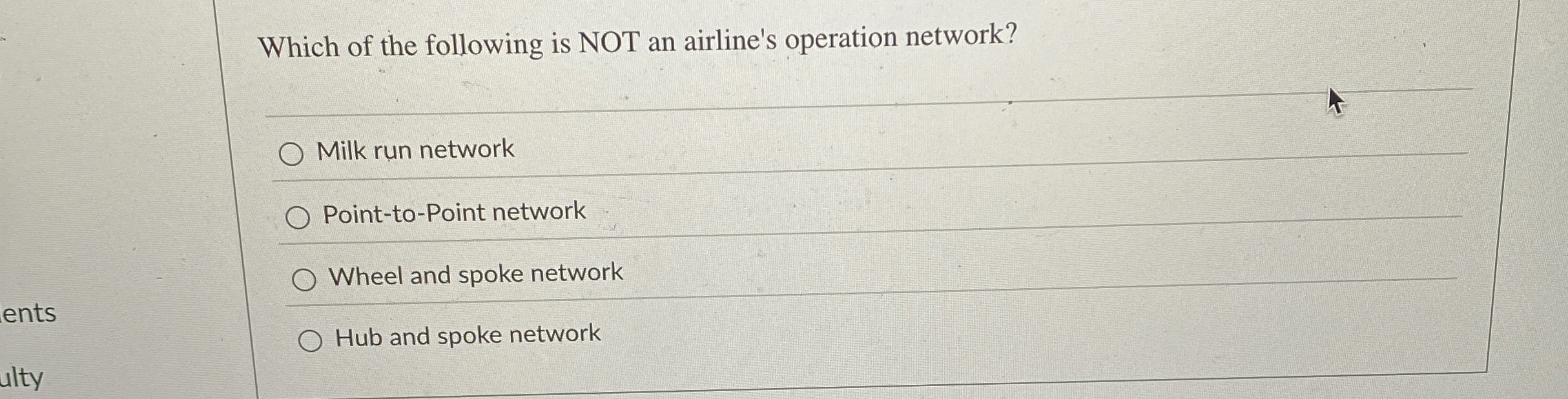 Which of the following is NOT an airline's