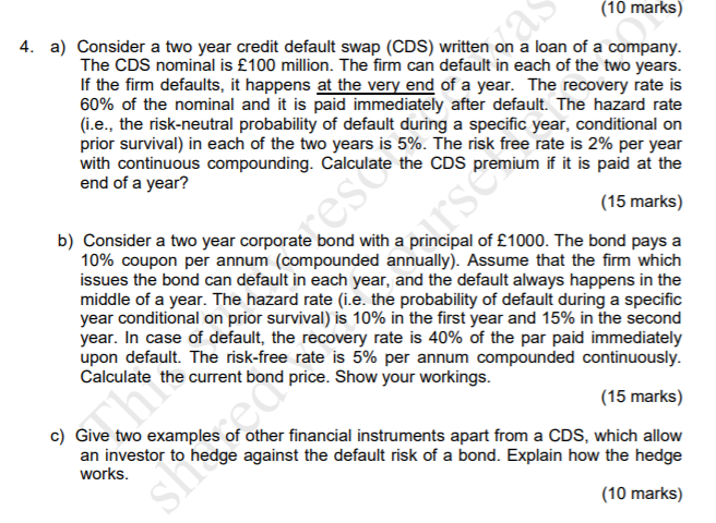 (10 marks) 4. a) Consider a two year credit