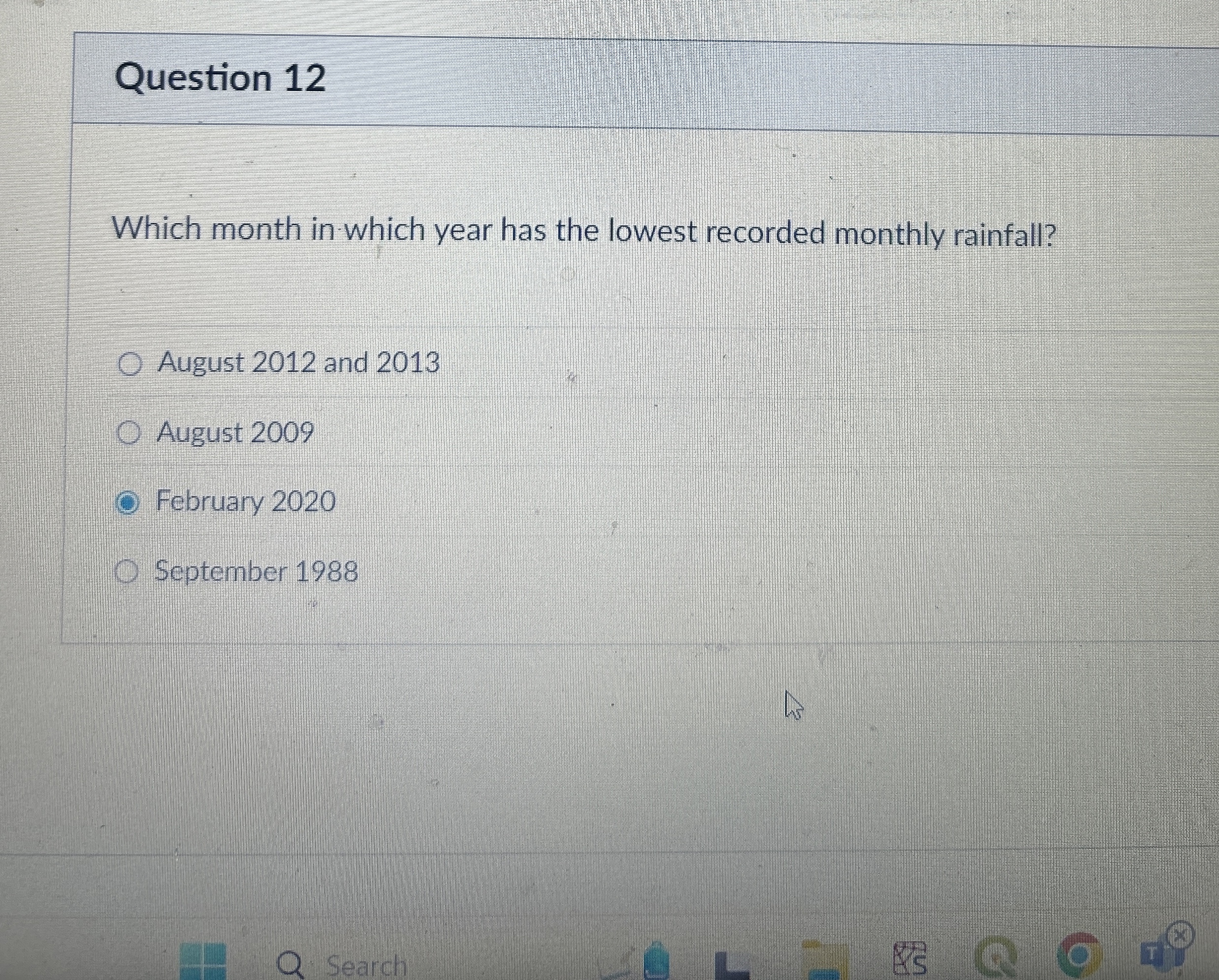 Question 1 2 Which month in which year has the
