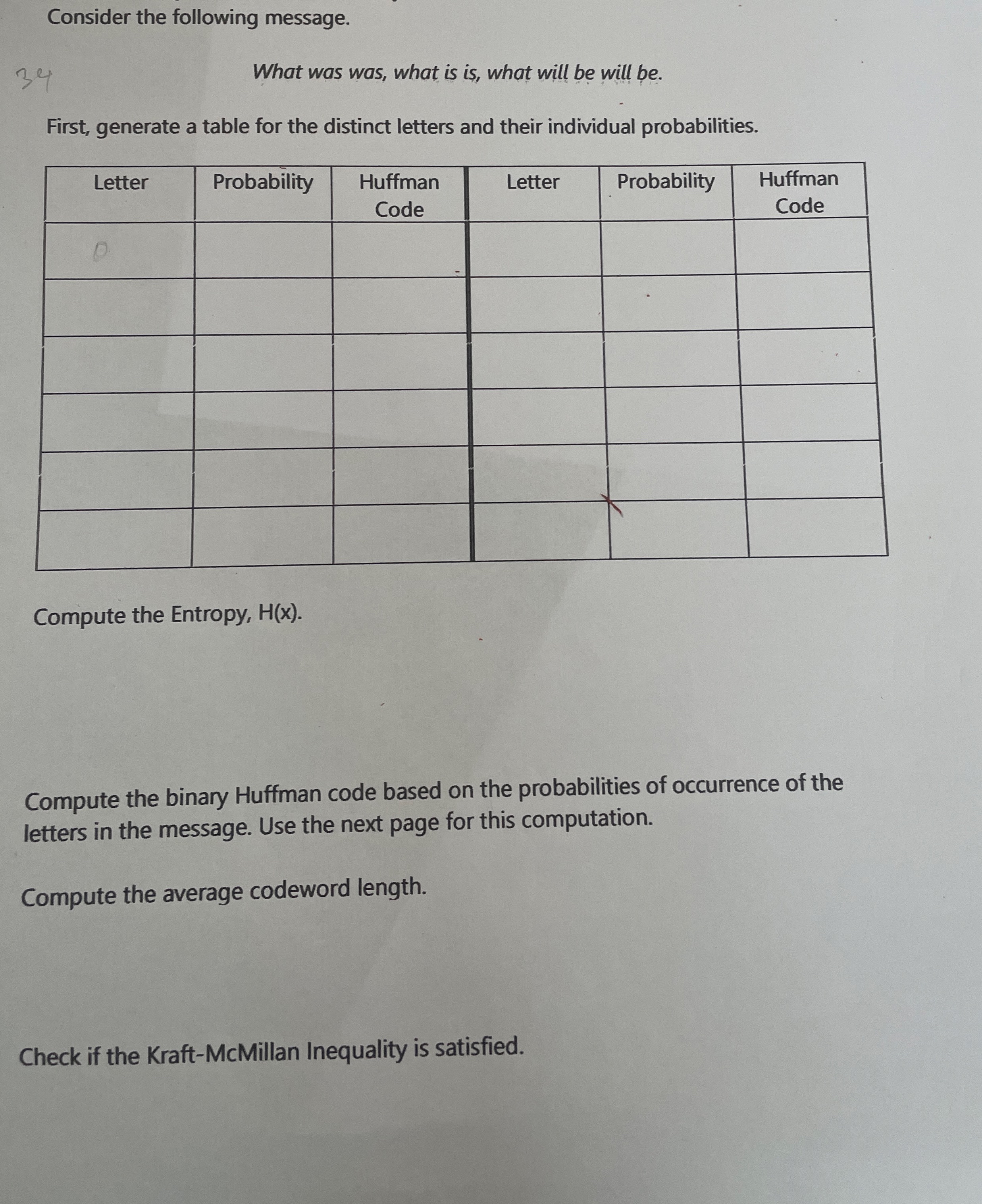 Consider the following message. What was was,