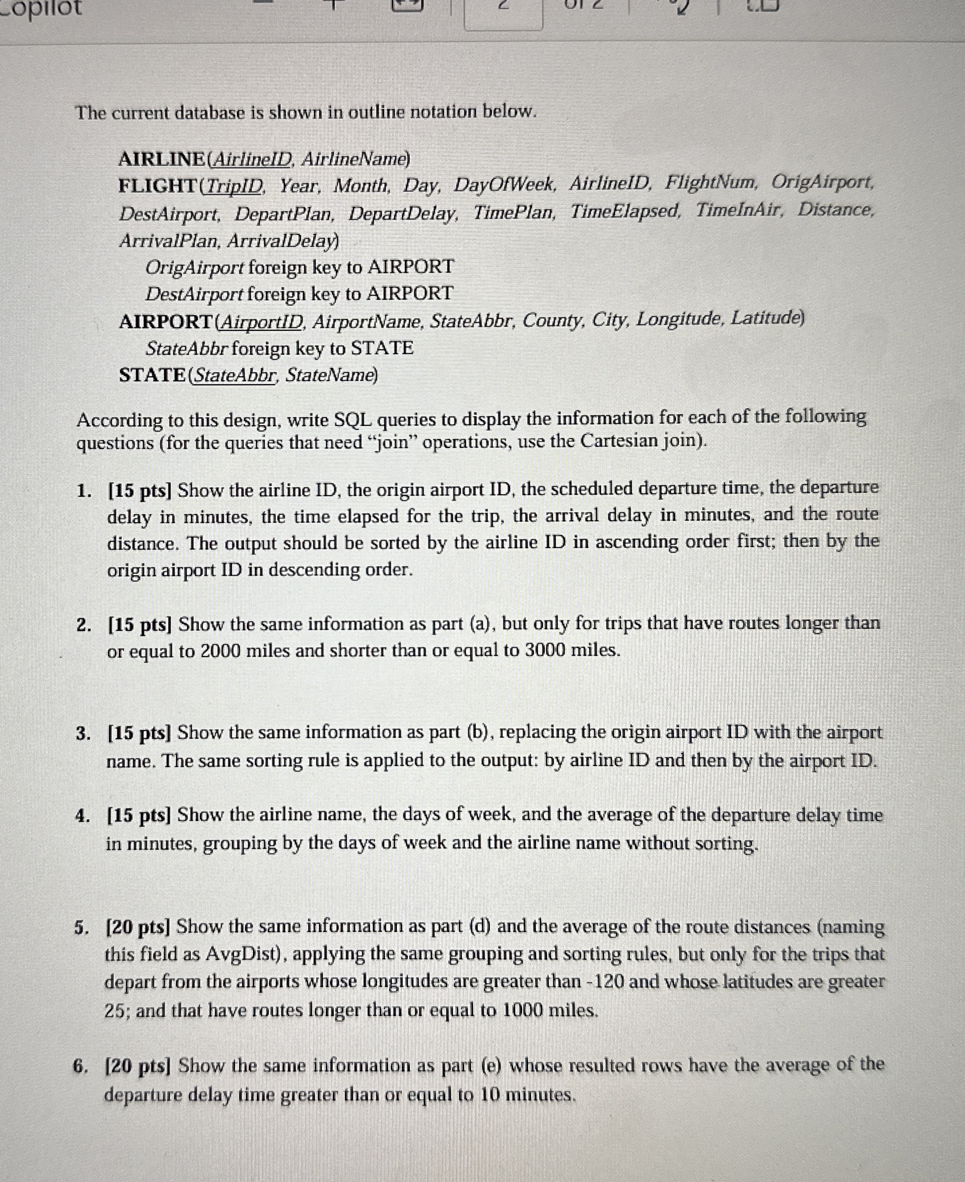 The current database is shown in outline notation