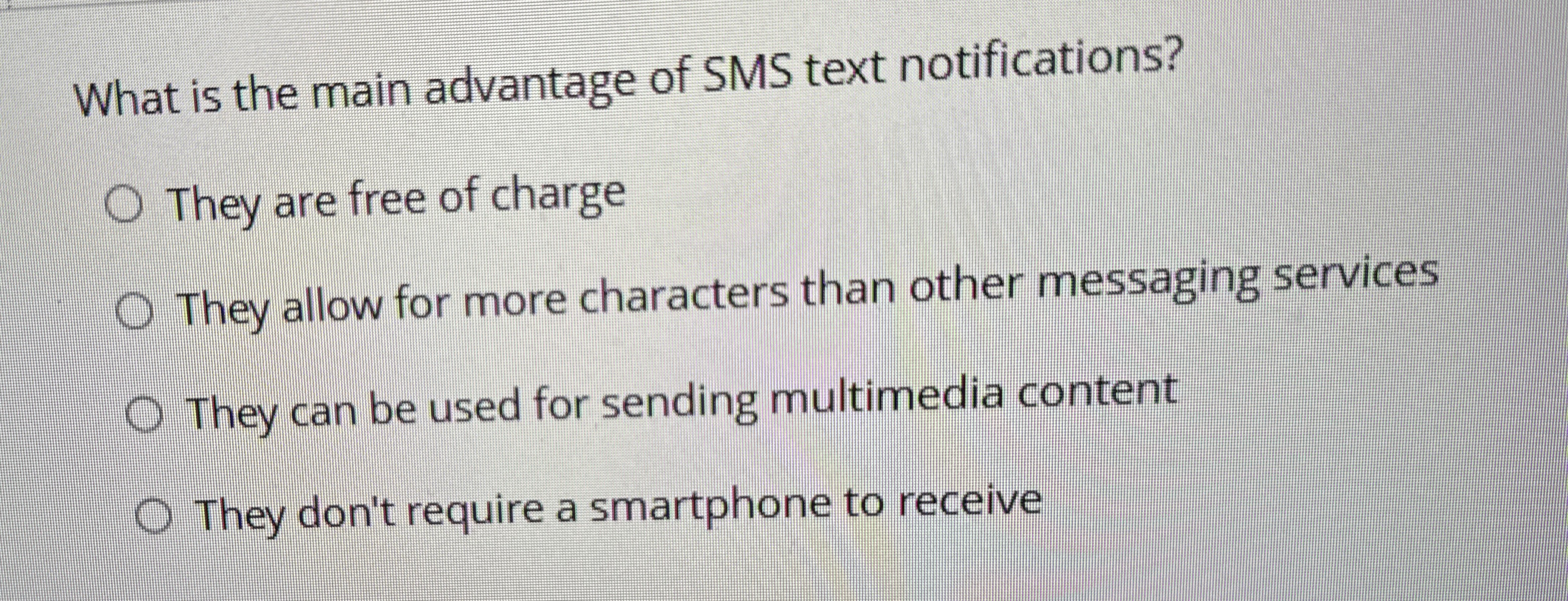 What is the main advantage of SMS text