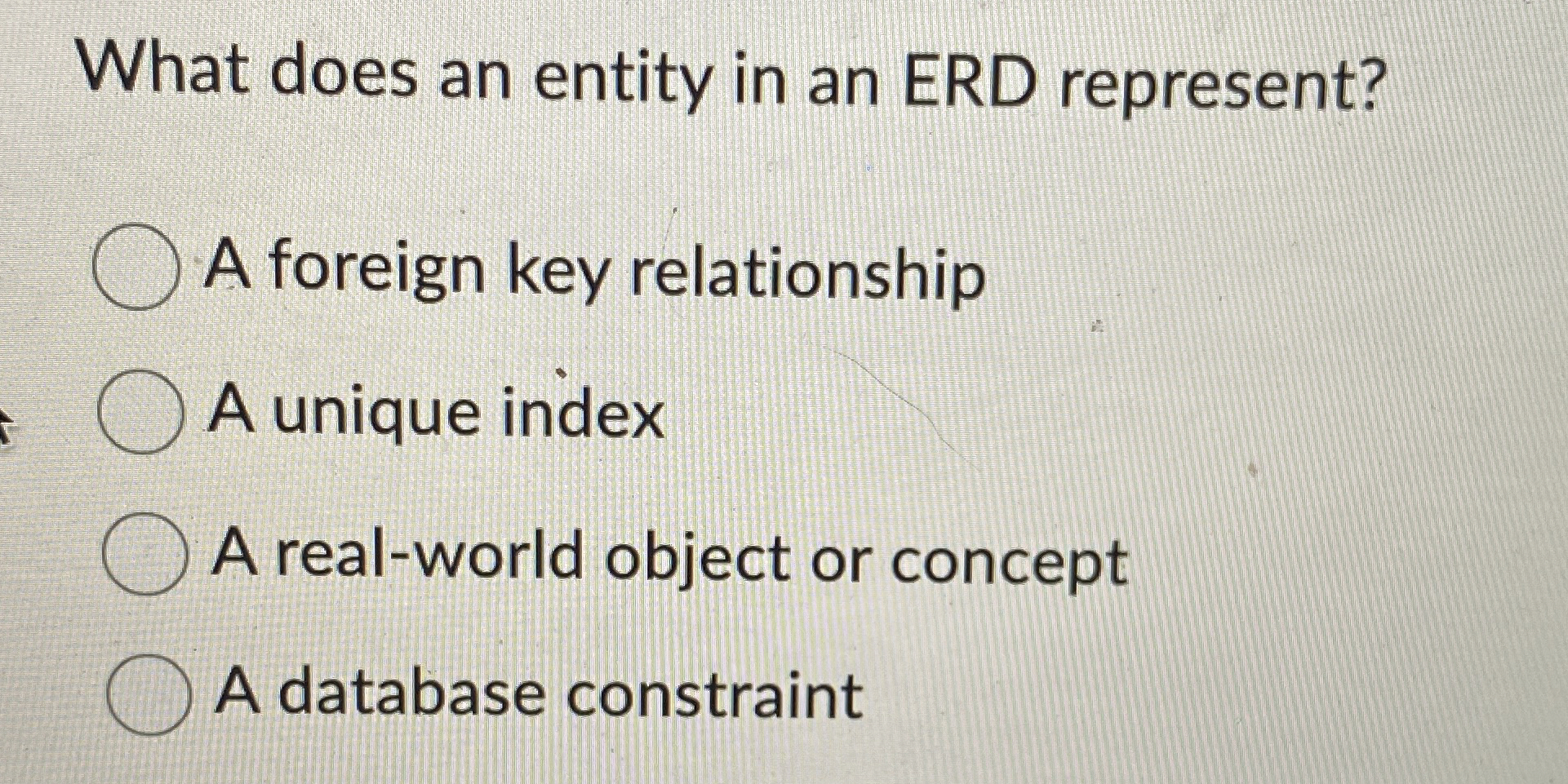 What does an entity in an ERD represent? A