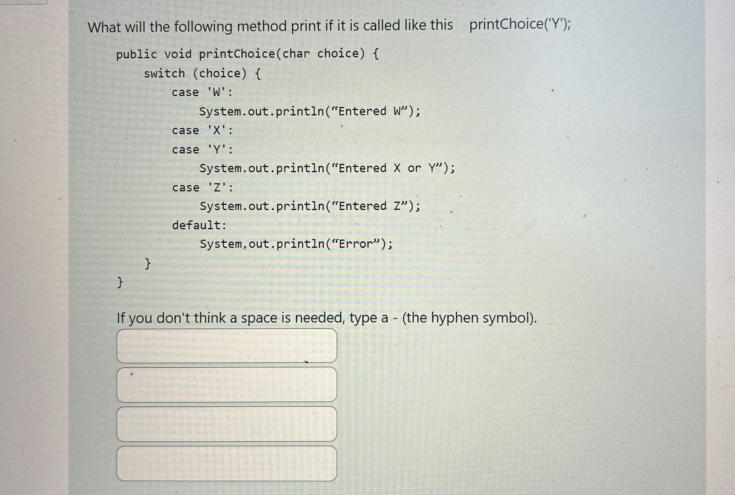What will the following method print if it is