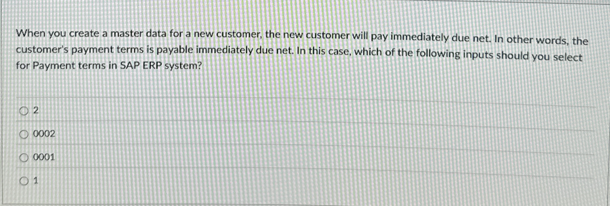 When you create a master data for a new customer,