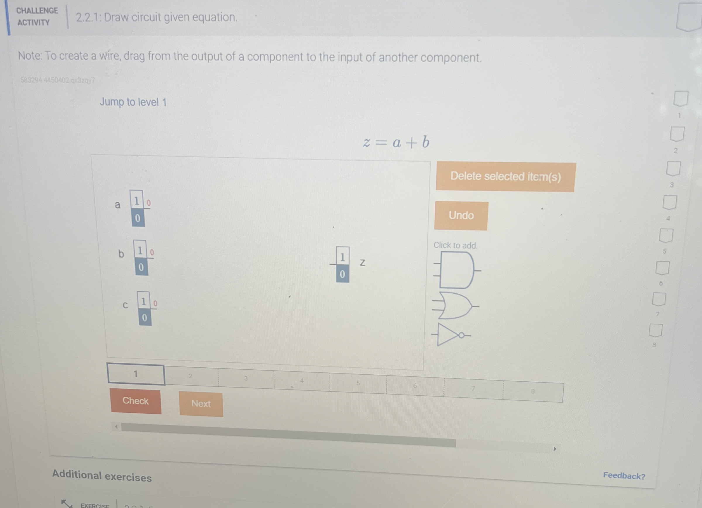 Note: To create a wire, drag from the output of a