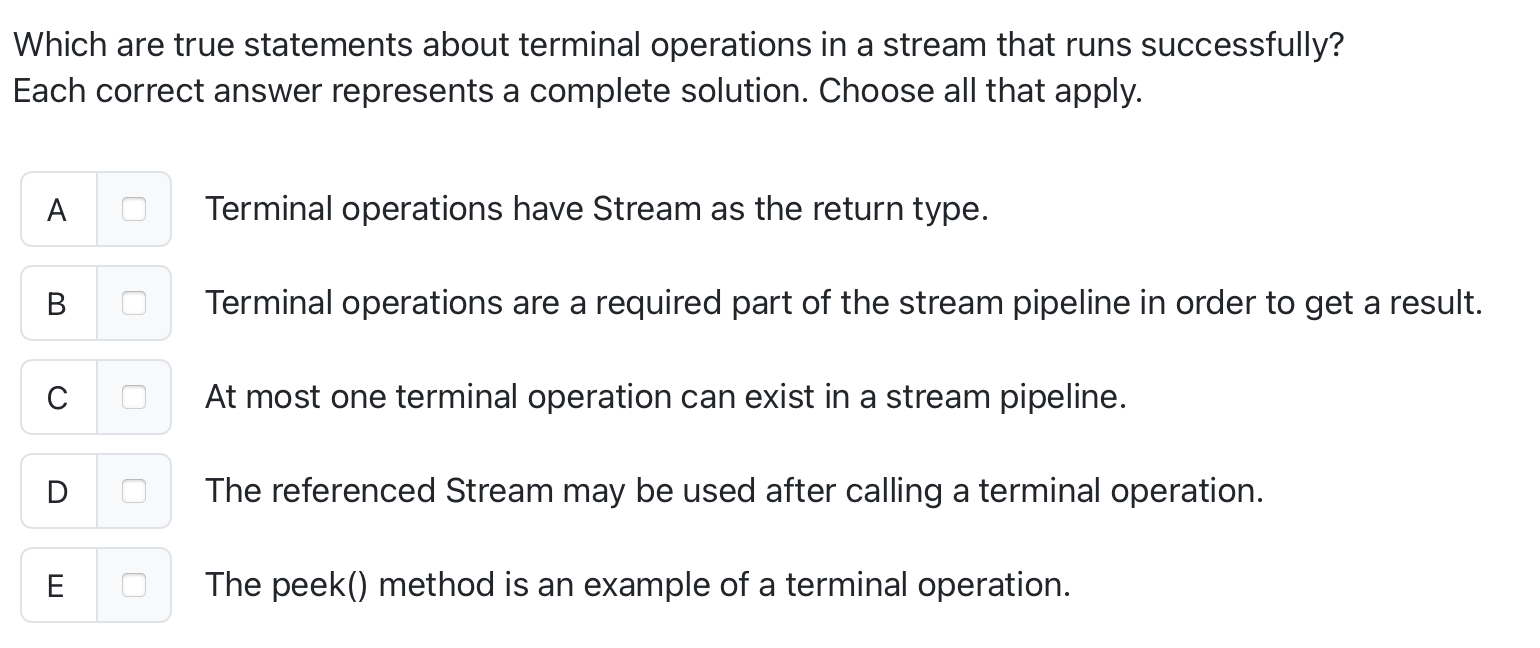 Which are true statements about terminal