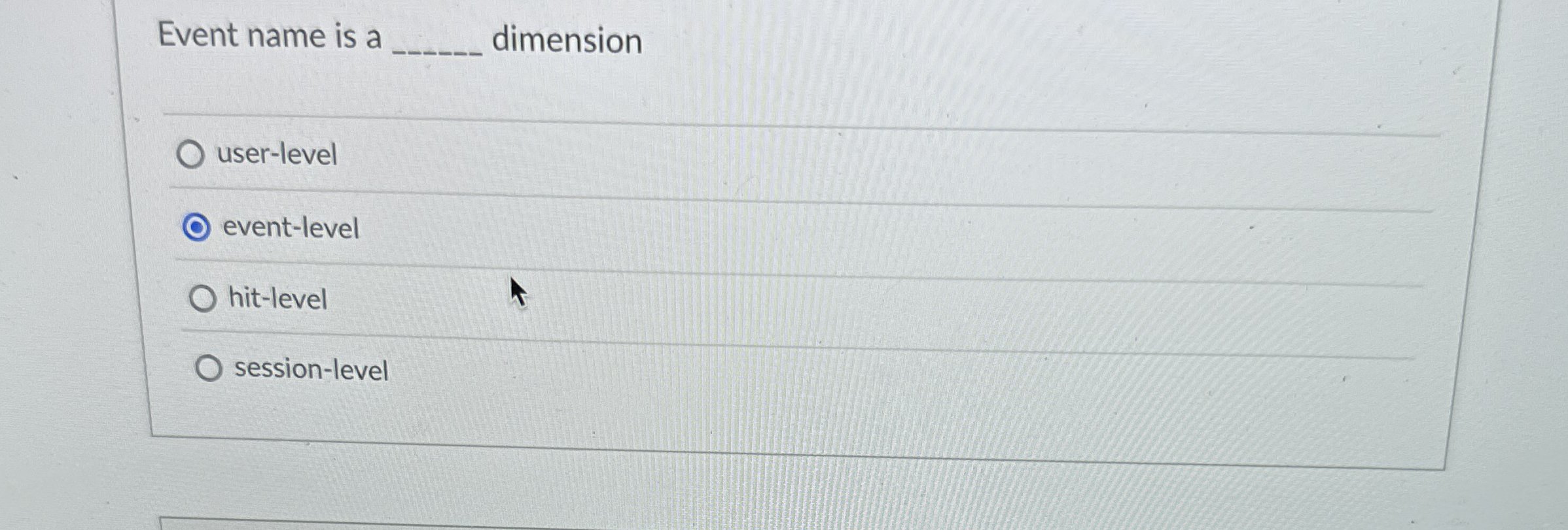 Event name is a dimension user - level event -