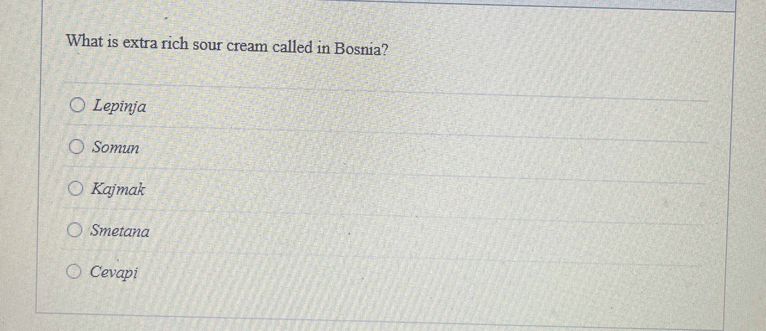 What is extra rich sour cream called in Bosnia?