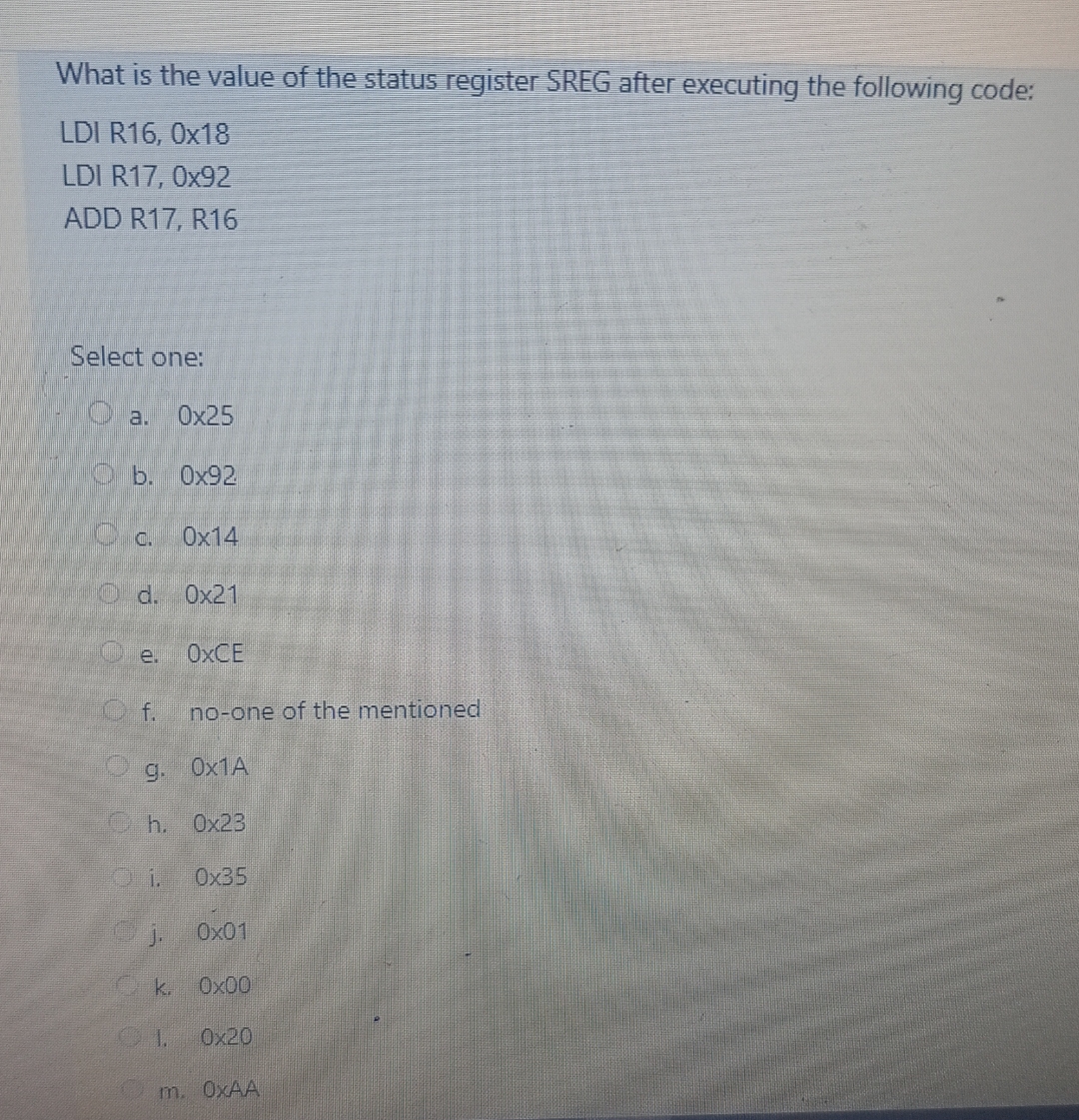 What is the value of the status register SREG