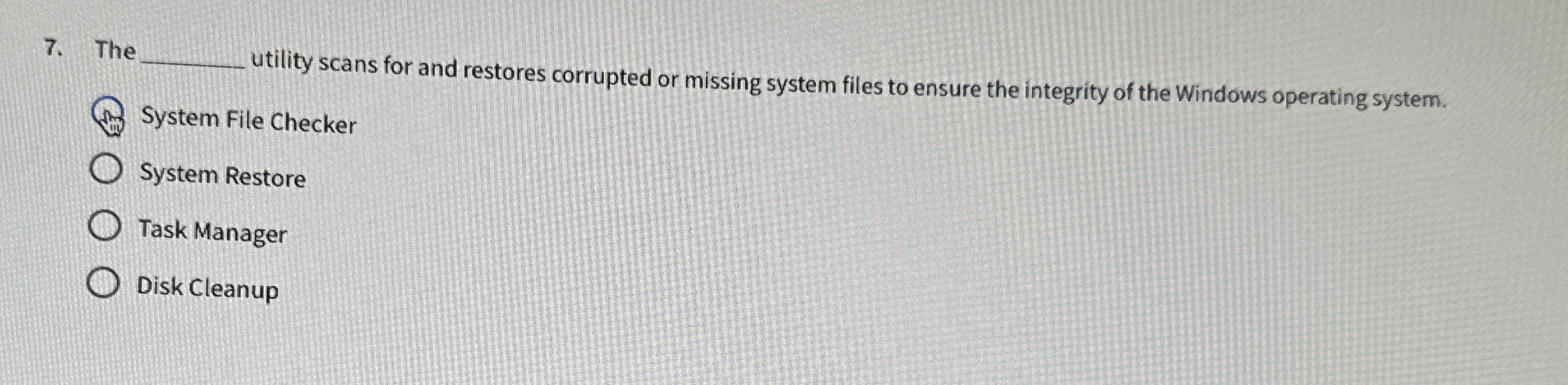 The utility scans for and restores corrupted or