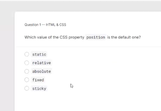 Question 1 - HTM & CSS Which value of the CSS